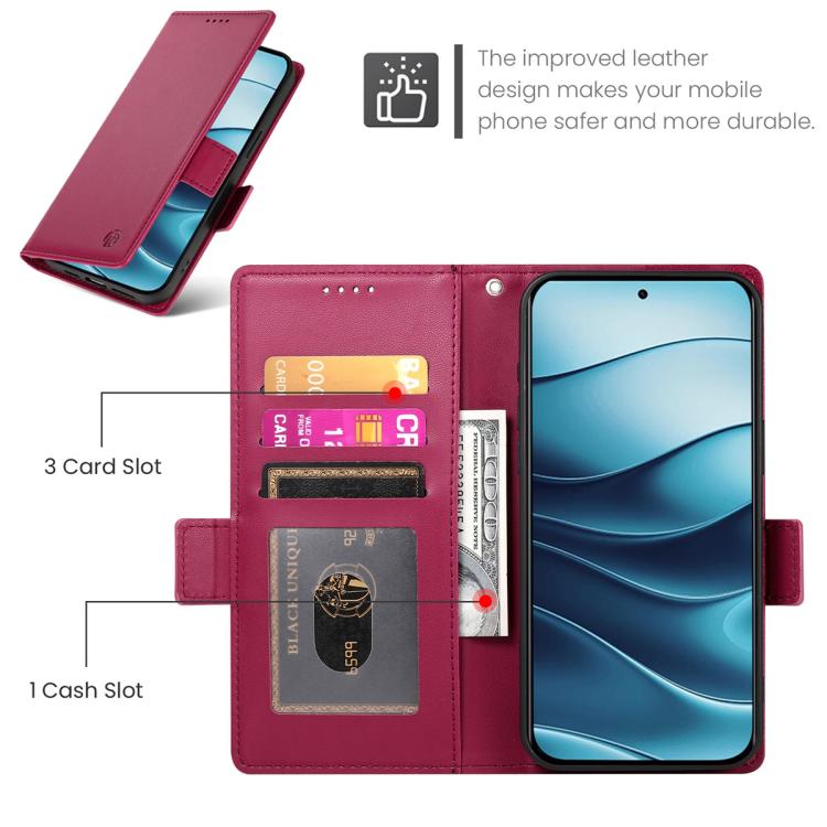 For Redmi Note 15 Pro 4G Global 163.2mm Side Buckle Magnetic Frosted Leather Phone Case