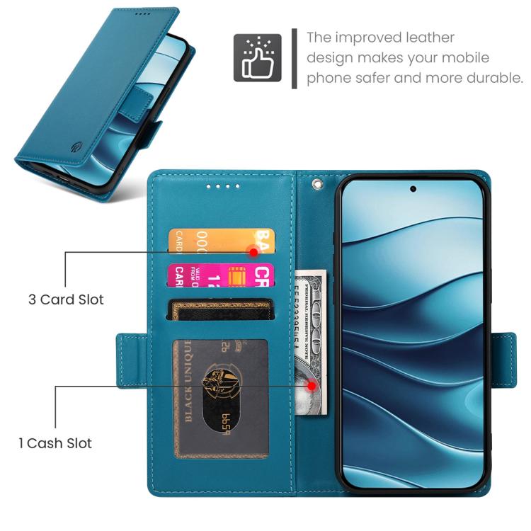 For Redmi Note 15 Pro 4G Global 163.2mm Side Buckle Magnetic Frosted Leather Phone Case