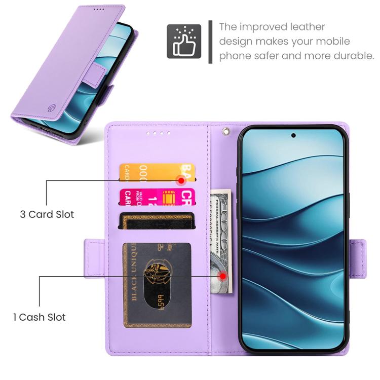 For Redmi Note 15 Pro 4G Global 163.2mm Side Buckle Magnetic Frosted Leather Phone Case