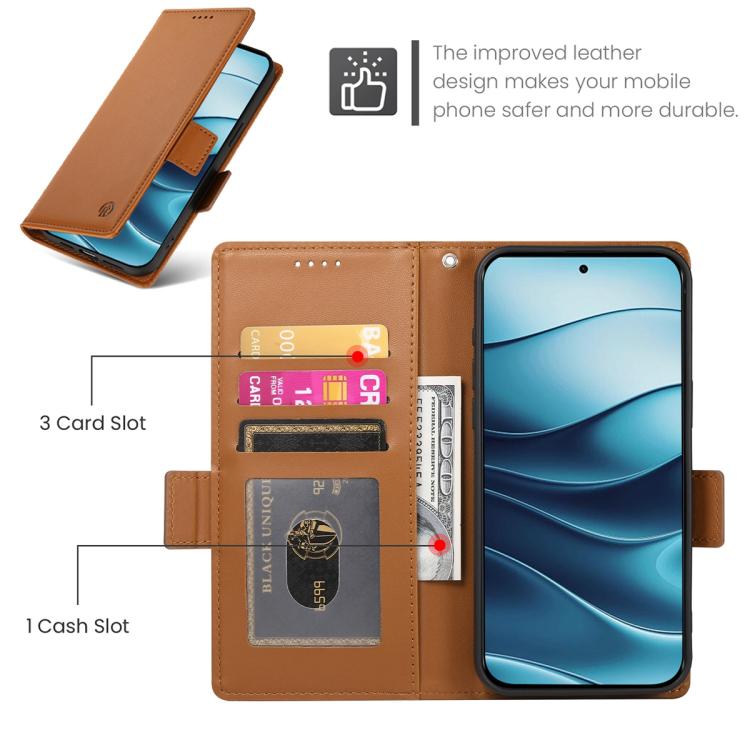 For Redmi Note 15 Pro 4G Global 163.2mm Side Buckle Magnetic Frosted Leather Phone Case