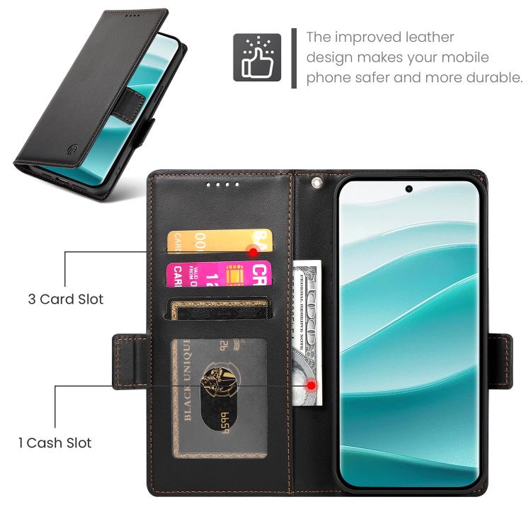 For Redmi Note 15 4G / 5G 164mm / Poco M8 5G Side Buckle Magnetic Frosted Leather Phone Case