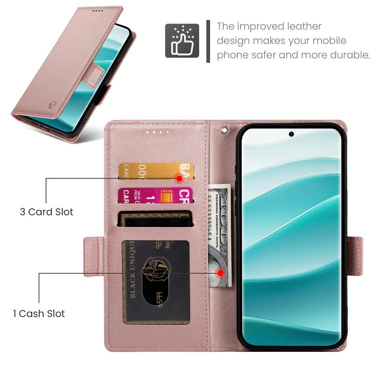 For Redmi Note 15 Pro+ 163.3mm / Poco M8 Pro Side Buckle Magnetic Frosted Leather Phone Case