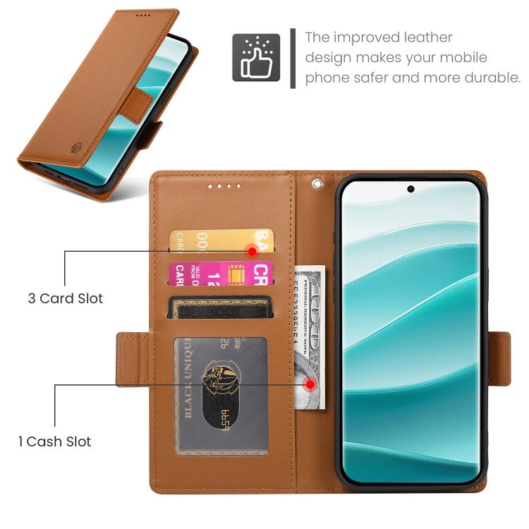 For Redmi Note 15 Pro+ 163.3mm / Poco M8 Pro Side Buckle Magnetic Frosted Leather Phone Case