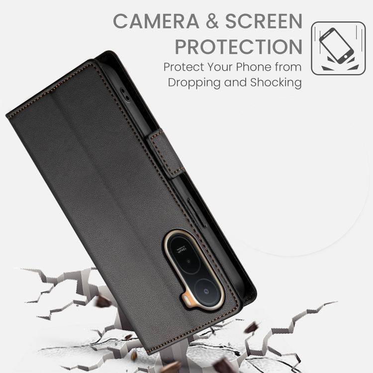 For Redmi A7 Pro 171mm / Poco C85x 5G Side Buckle Magnetic Frosted Leather Phone Case