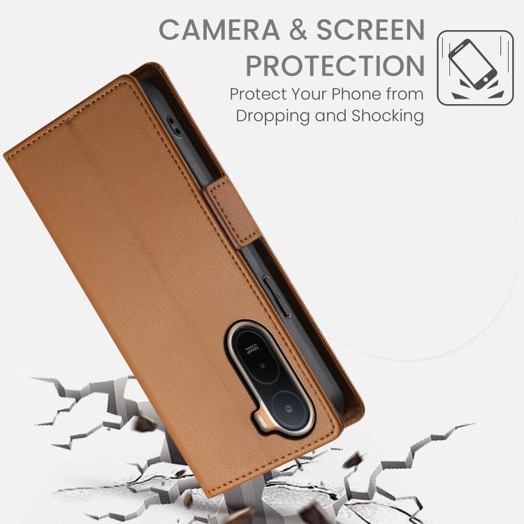 For Redmi A7 Pro 171mm / Poco C85x 5G Side Buckle Magnetic Frosted Leather Phone Case