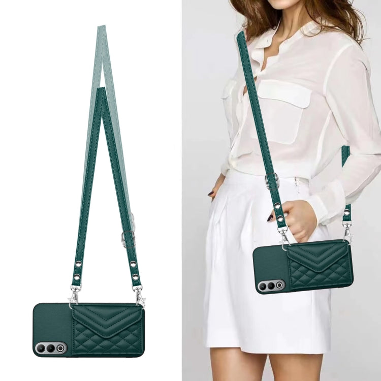 For OnePlus Nord CE4 / OPPO K12 5G Rhombic Texture Card Bag RFID Phone Case with Long Lanyard