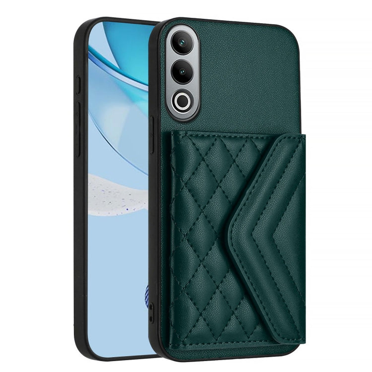 For OnePlus Nord CE4 / OPPO K12 5G Rhombic Texture Card Bag RFID Phone Case with Long Lanyard