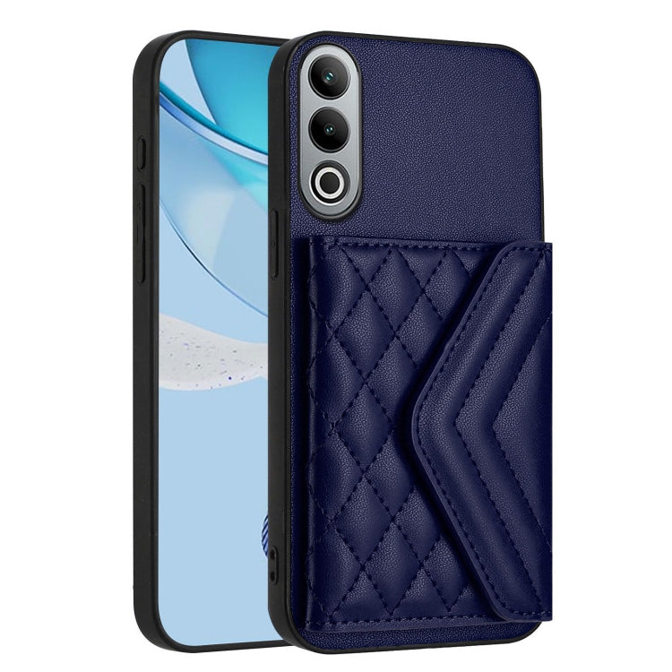 For OnePlus Nord CE4 / OPPO K12 5G Rhombic Texture Card Bag RFID Phone Case with Long Lanyard