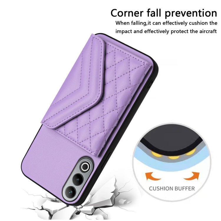 For OnePlus Nord CE4 / OPPO K12 5G Rhombic Texture Card Bag RFID Phone Case with Long Lanyard