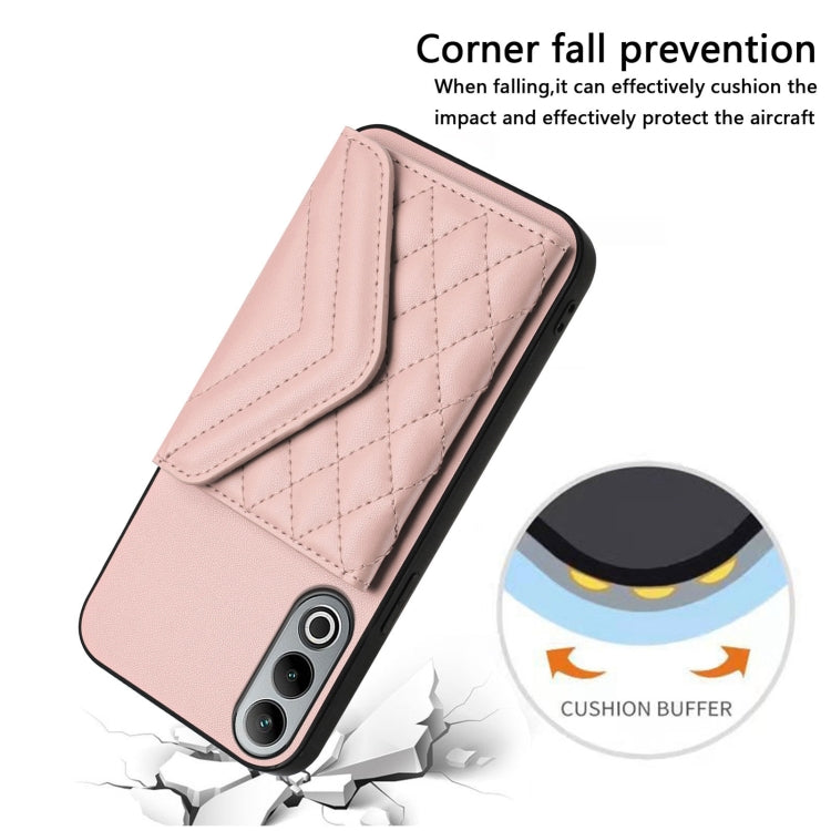 For OnePlus Nord CE4 / OPPO K12 5G Rhombic Texture Card Bag RFID Phone Case with Long Lanyard