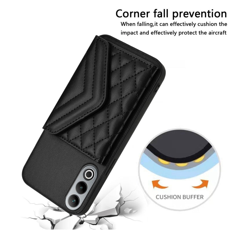 For OnePlus Nord CE4 / OPPO K12 5G Rhombic Texture Card Bag RFID Phone Case with Long Lanyard