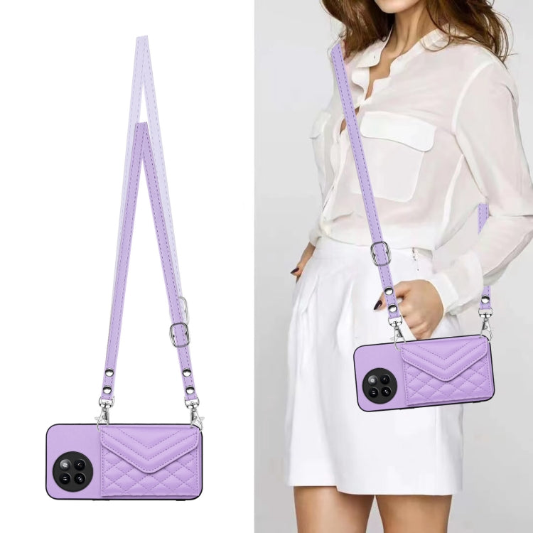 For Xiaomi Civi 4 Pro Rhombic Texture Card Bag RFID Phone Case with Long Lanyard