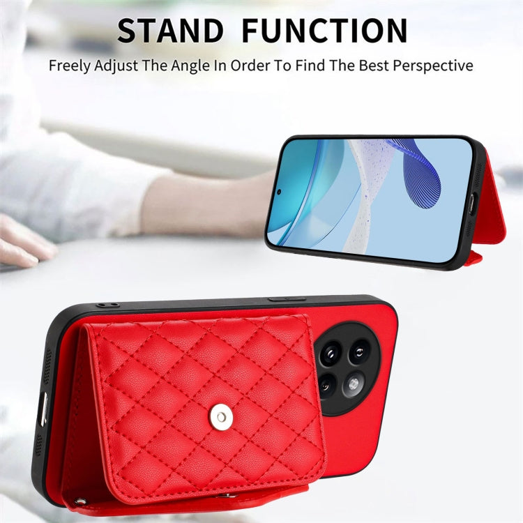 For Xiaomi Civi 4 Pro Rhombic Texture Card Bag RFID Phone Case with Long Lanyard