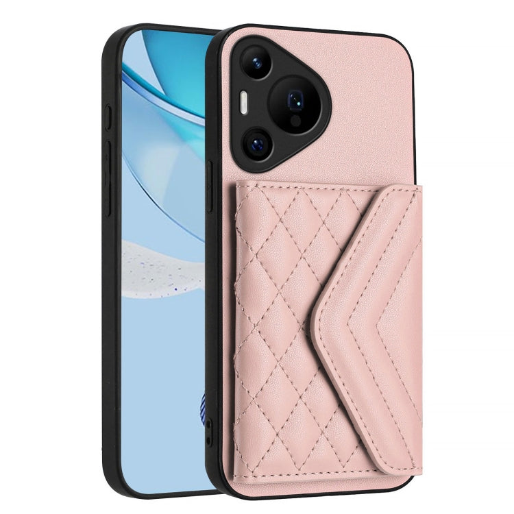 For Huawei Pura 70 Pro / 70 Pro+ Rhombic Texture Card Bag RFID Phone Case with Long Lanyard