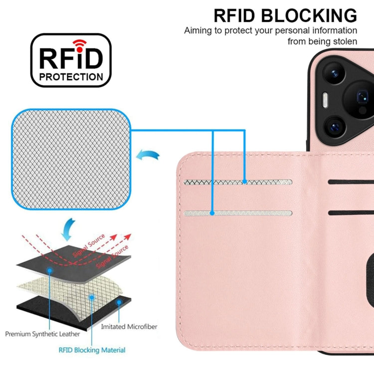 For Huawei Pura 70 Pro / 70 Pro+ Rhombic Texture Card Bag RFID Phone Case with Long Lanyard