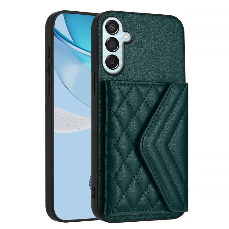 For Samsung Galaxy F15 / M15 Rhombic Texture Card Bag RFID Phone Case with Long Lanyard