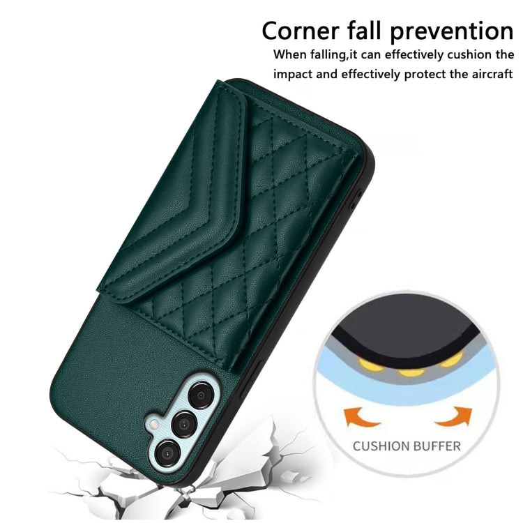 For Samsung Galaxy F15 / M15 Rhombic Texture Card Bag RFID Phone Case with Long Lanyard