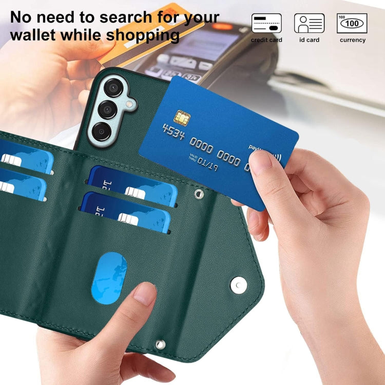 For Samsung Galaxy F15 / M15 Rhombic Texture Card Bag RFID Phone Case with Long Lanyard