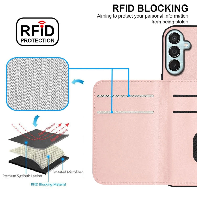For Samsung Galaxy F15 / M15 Rhombic Texture Card Bag RFID Phone Case with Long Lanyard