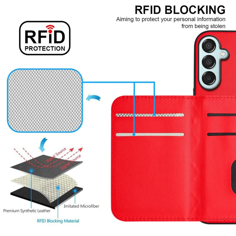 For Samsung Galaxy F15 / M15 Rhombic Texture Card Bag RFID Phone Case with Long Lanyard