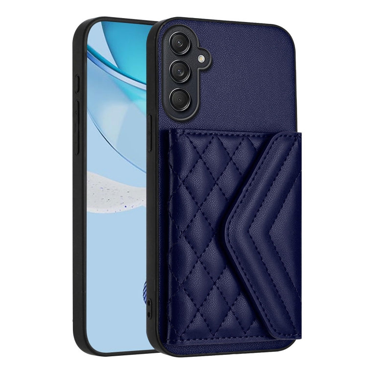 For Samsung Galaxy M55 / C55 5G Rhombic Texture Card Bag RFID Phone Case with Long Lanyard