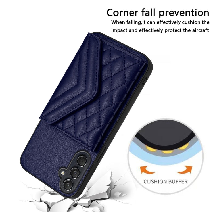 For Samsung Galaxy M55 / C55 5G Rhombic Texture Card Bag RFID Phone Case with Long Lanyard
