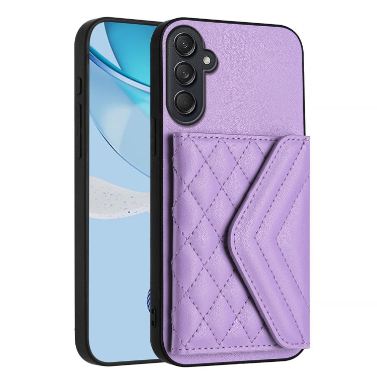 For Samsung Galaxy M55 / C55 5G Rhombic Texture Card Bag RFID Phone Case with Long Lanyard
