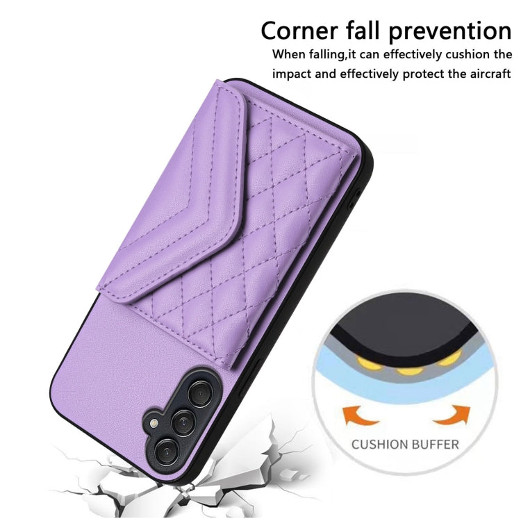 For Samsung Galaxy M55 / C55 5G Rhombic Texture Card Bag RFID Phone Case with Long Lanyard
