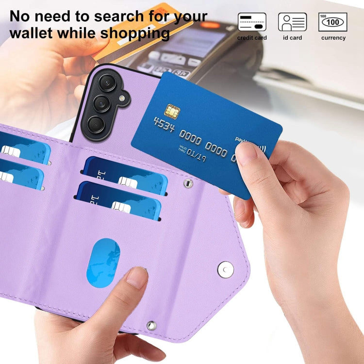 For Samsung Galaxy M55 / C55 5G Rhombic Texture Card Bag RFID Phone Case with Long Lanyard