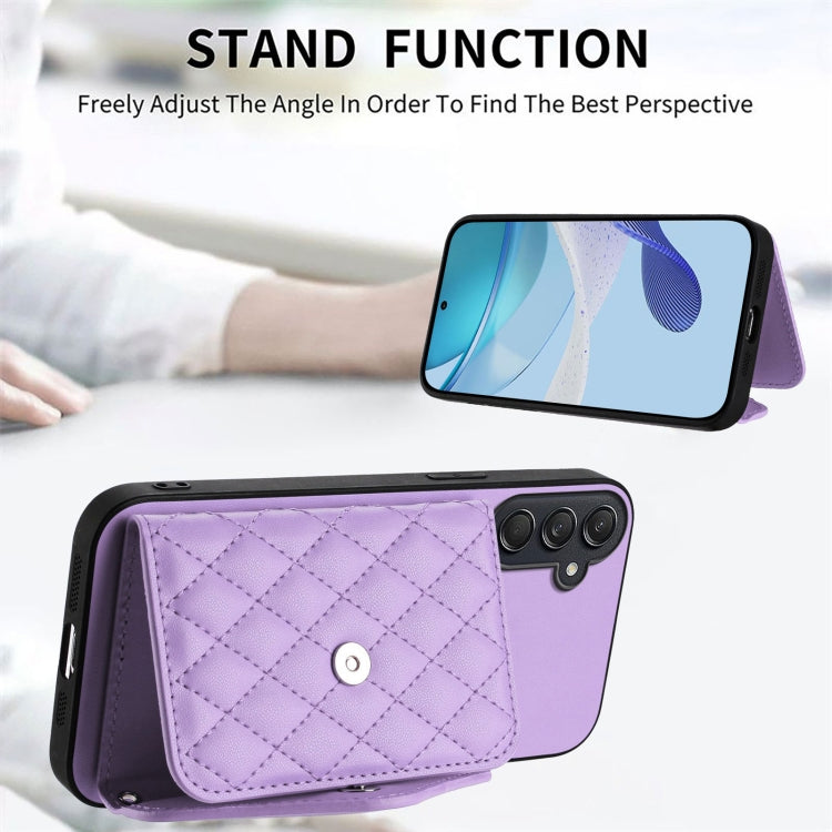 For Samsung Galaxy M55 / C55 5G Rhombic Texture Card Bag RFID Phone Case with Long Lanyard