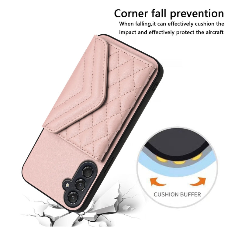 For Samsung Galaxy M55 / C55 5G Rhombic Texture Card Bag RFID Phone Case with Long Lanyard