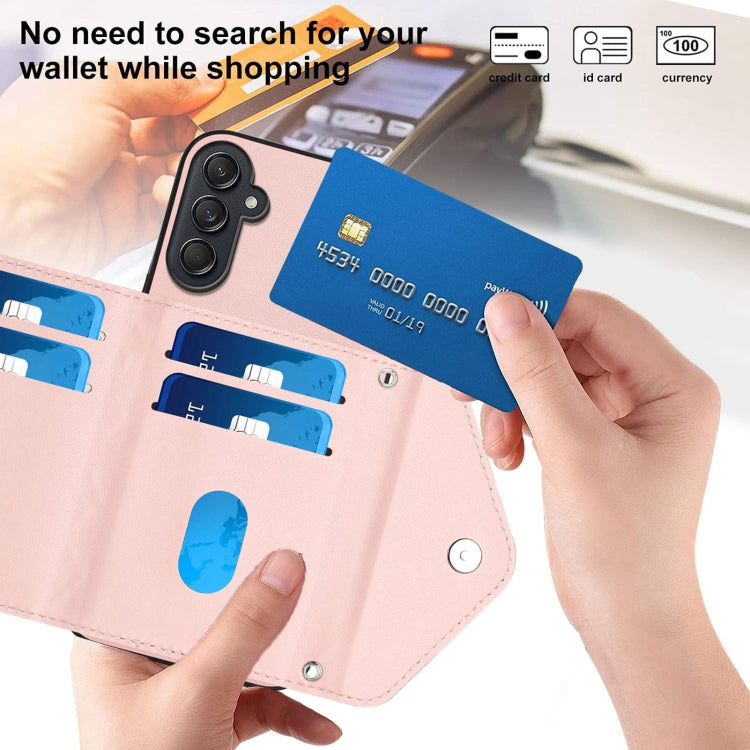 For Samsung Galaxy M55 / C55 5G Rhombic Texture Card Bag RFID Phone Case with Long Lanyard