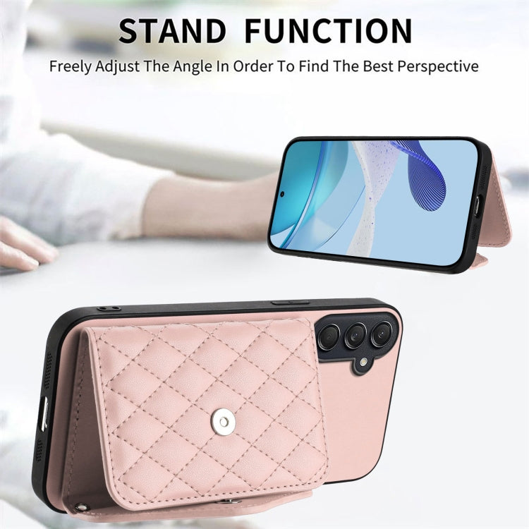 For Samsung Galaxy M55 / C55 5G Rhombic Texture Card Bag RFID Phone Case with Long Lanyard