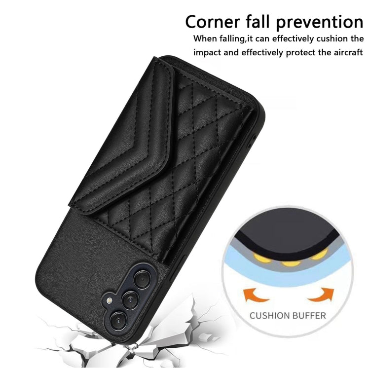 For Samsung Galaxy M55 / C55 5G Rhombic Texture Card Bag RFID Phone Case with Long Lanyard