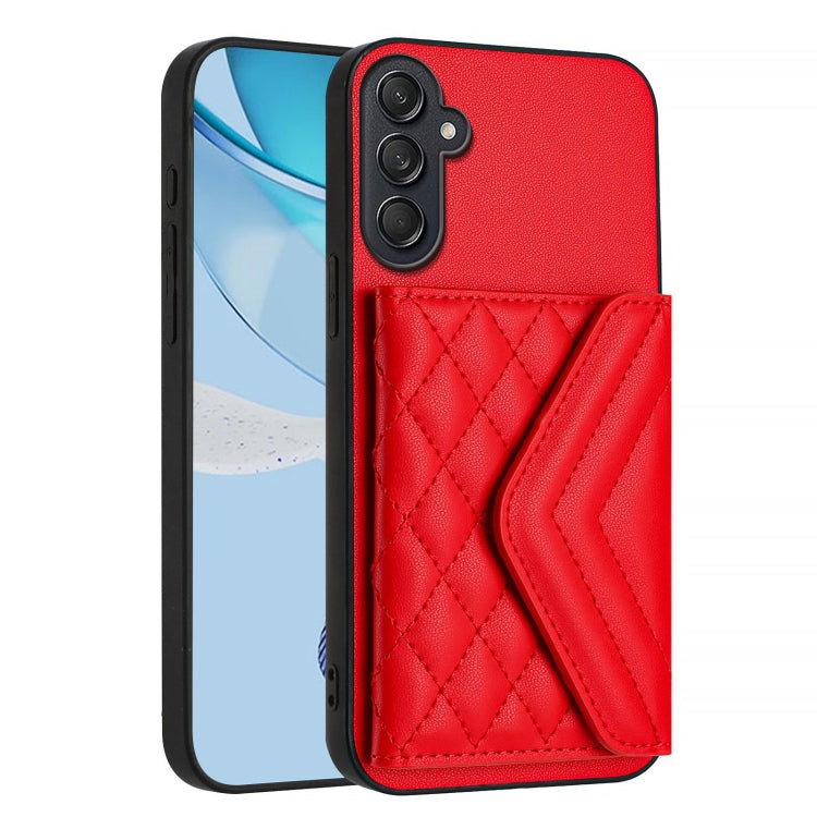 For Samsung Galaxy M55 / C55 5G Rhombic Texture Card Bag RFID Phone Case with Long Lanyard