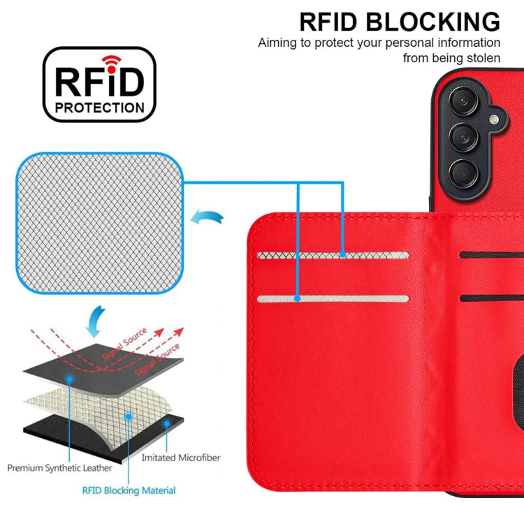 For Samsung Galaxy M55 / C55 5G Rhombic Texture Card Bag RFID Phone Case with Long Lanyard