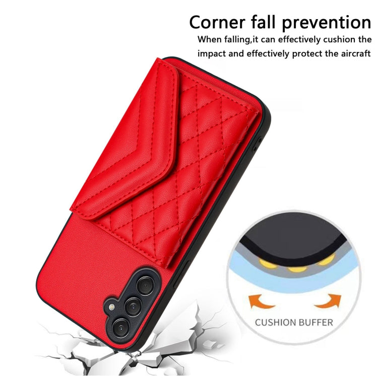 For Samsung Galaxy M55 / C55 5G Rhombic Texture Card Bag RFID Phone Case with Long Lanyard
