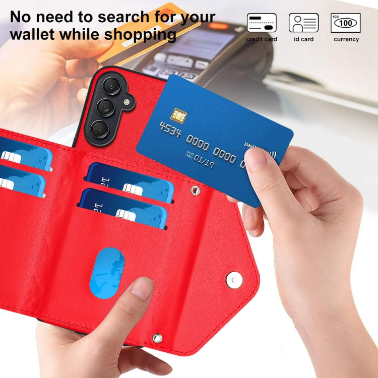 For Samsung Galaxy M55 / C55 5G Rhombic Texture Card Bag RFID Phone Case with Long Lanyard
