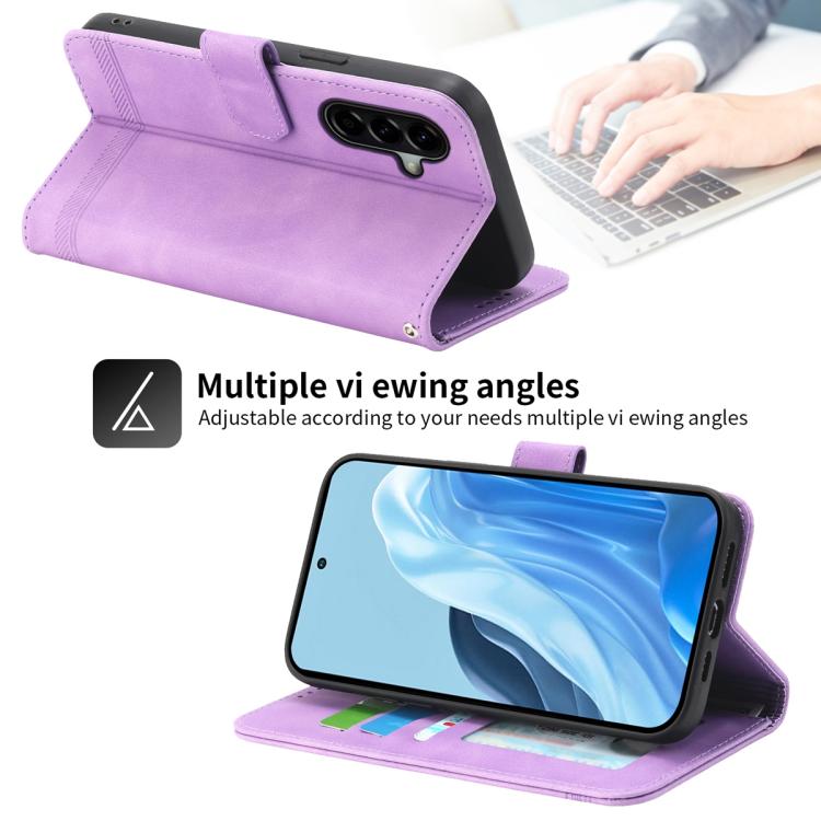 For Samsung Galaxy A57 5G Dierfeng Dream Line TPU Hybrid PU Leather Phone Case