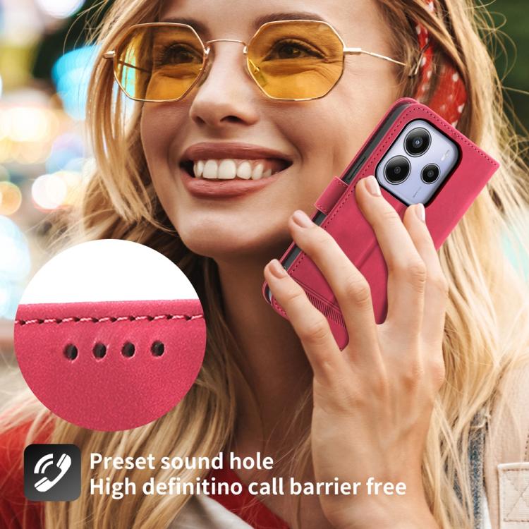 For Redmi Note 14 4G 163.25mm Global Dierfeng Dream Line TPU Hybrid PU Leather Phone Case