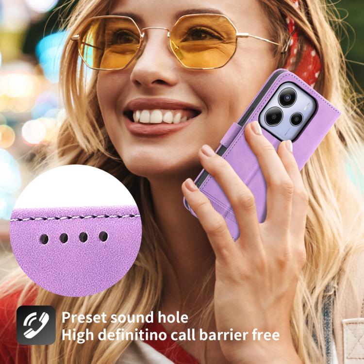 For Redmi Note 14 4G 164.84mm Dierfeng Dream Line TPU Hybrid PU Leather Phone Case