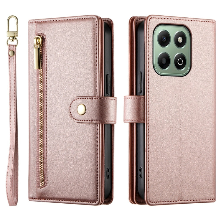 For Honor X6b Nine Card-slot Zipper Wallet Bag Leather Phone Case