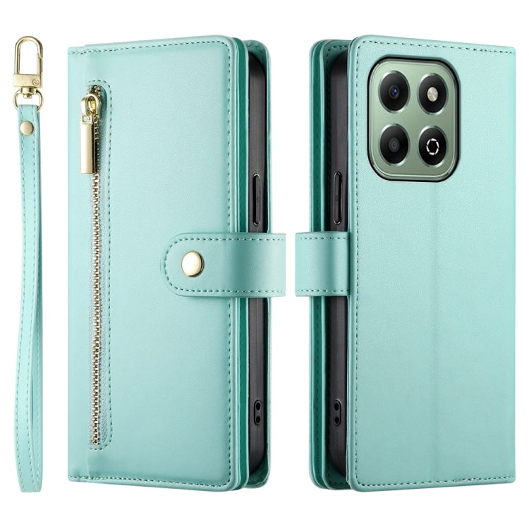 For Honor X6b Nine Card-slot Zipper Wallet Bag Leather Phone Case