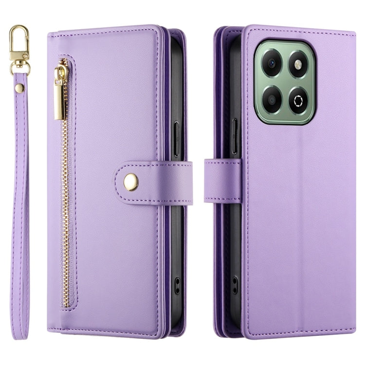 For Honor X6b Nine Card-slot Zipper Wallet Bag Leather Phone Case