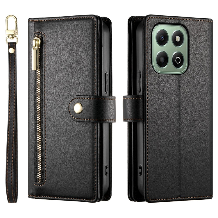 For Honor X6b Nine Card-slot Zipper Wallet Bag Leather Phone Case