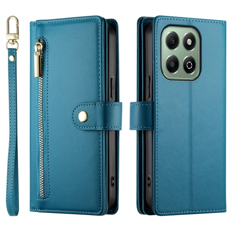 For Honor X6b Nine Card-slot Zipper Wallet Bag Leather Phone Case
