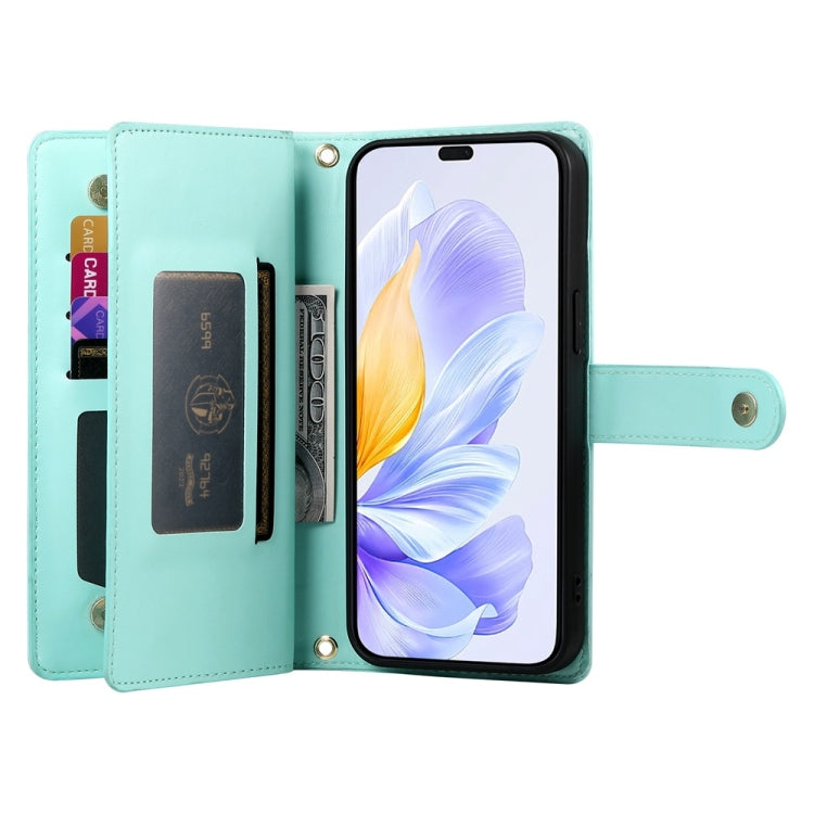 For Honor X60i Nine Card-slot Zipper Wallet Bag Leather Phone Case