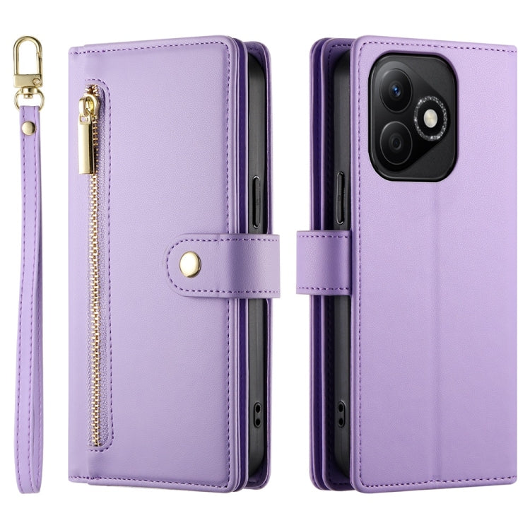 For Honor X60i Nine Card-slot Zipper Wallet Bag Leather Phone Case