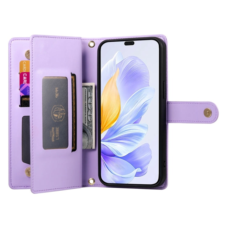 For Honor X60i Nine Card-slot Zipper Wallet Bag Leather Phone Case