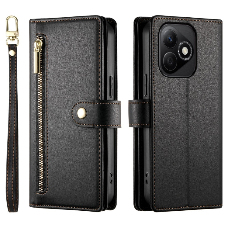 For Honor X60i Nine Card-slot Zipper Wallet Bag Leather Phone Case